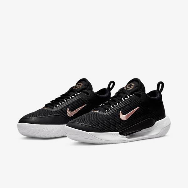 Nike NikeCourt Zoom NXT Hard Court Tennisschuhe Damen Schwarz Weiß Metal Rot Braun | NK104LOH