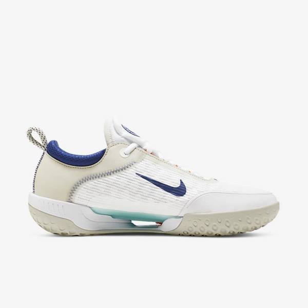 Nike NikeCourt Zoom NXT Hard Court Tennisschuhe Herren Weiß Hellbeige Türkis Königsblau Blau | NK561TNX