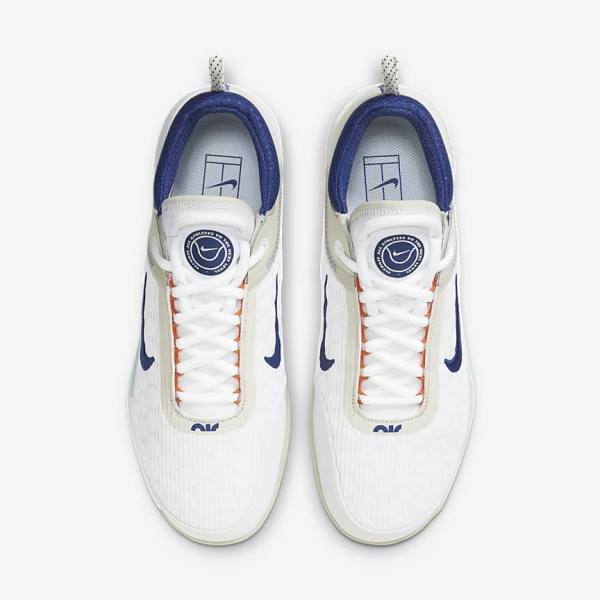 Nike NikeCourt Zoom NXT Hard Court Tennisschuhe Herren Weiß Hellbeige Türkis Königsblau Blau | NK561TNX