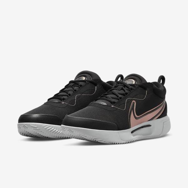 Nike NikeCourt Zoom Pro Clay Court Tennisschuhe Damen Schwarz Weiß Metal Rot Braun | NK932USV