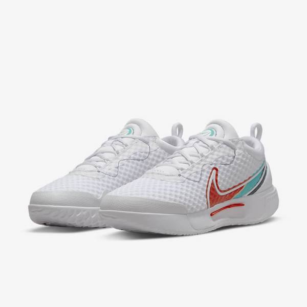 Nike NikeCourt Zoom Pro Hard Court Tennisschuhe Damen Weiß Rot Bordeaux Türkis | NK317IGN