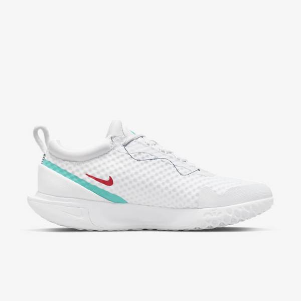 Nike NikeCourt Zoom Pro Hard Court Tennisschuhe Herren Weiß Rot Bordeaux Türkis | NK859BTG