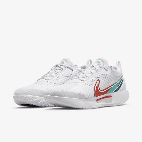 Nike NikeCourt Zoom Pro Hard Court Tennisschuhe Herren Weiß Rot Bordeaux Türkis | NK859BTG