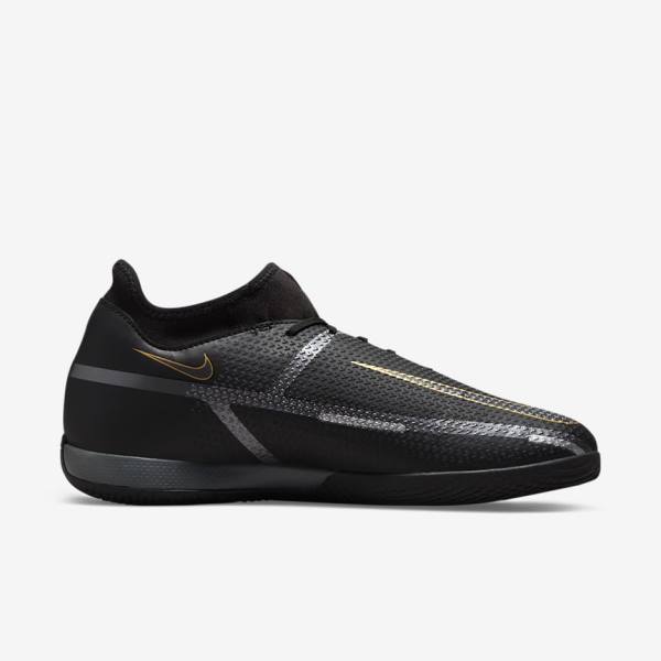 Nike Phantom GT2 Academy Dynamic Fit IC Indoor Court Fußballschuhe Damen Schwarz Metal Gold Dunkelgrau Metal Dunkelgrau | NK024XVK