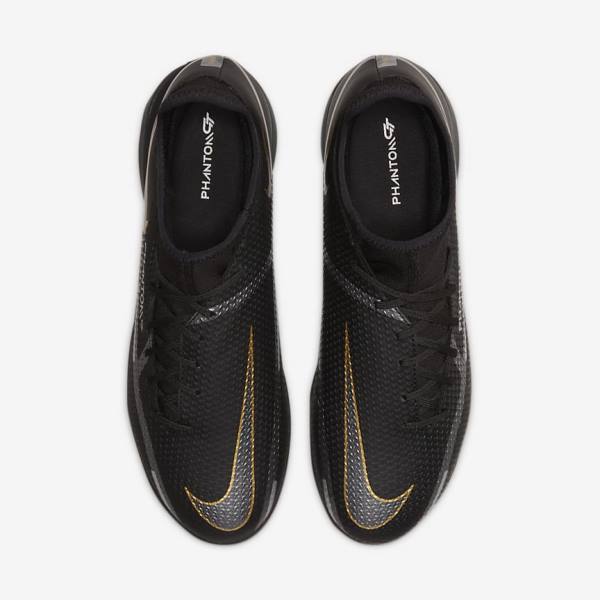 Nike Phantom GT2 Academy Dynamic Fit IC Indoor Court Fußballschuhe Damen Schwarz Metal Gold Dunkelgrau Metal Dunkelgrau | NK024XVK