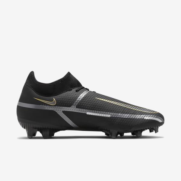 Nike Phantom GT2 Academy Dynamic Fit MG Multi-Ground Fußballschuhe Herren Schwarz Metal Gold Dunkelgrau Metal Dunkelgrau | NK381RHG