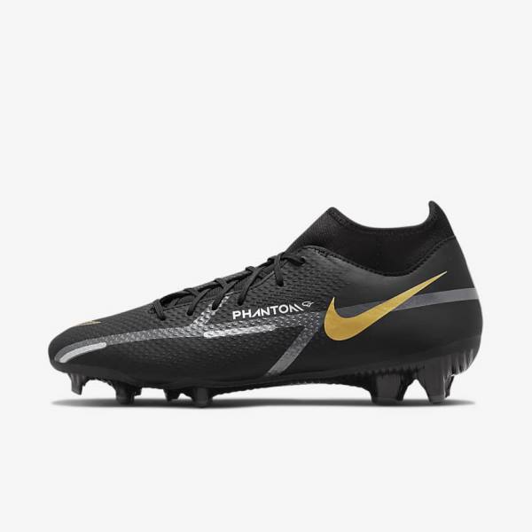 Nike Phantom GT2 Academy Dynamic Fit MG Multi-Ground Fußballschuhe Damen Schwarz Metal Gold Dunkelgrau Metal Dunkelgrau | NK687AZL