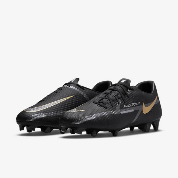 Nike Phantom GT2 Academy MG Multi-Ground Fußballschuhe Herren Schwarz Metal Gold Dunkelgrau Metal Dunkelgrau | NK276DIC