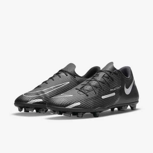 Nike Phantom GT2 Club MG Multi-Ground Fußballschuhe Herren Schwarz Dunkelgrau Metal Silber | NK850WDG