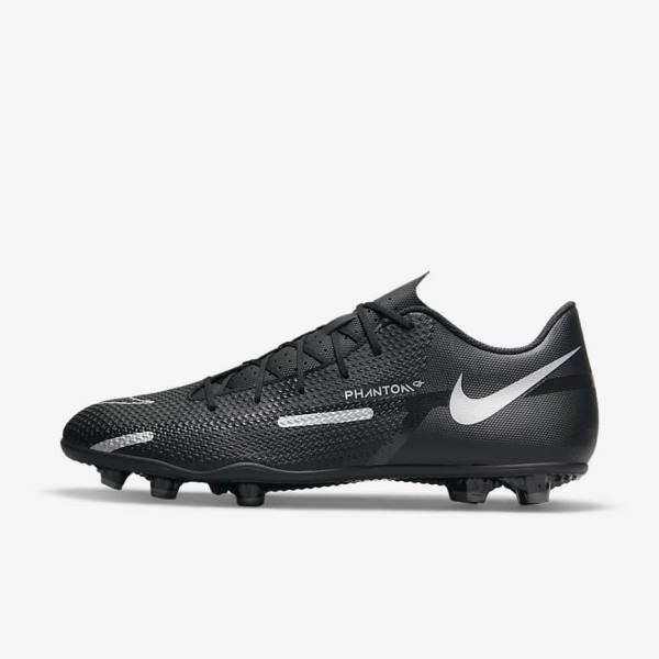 Nike Phantom GT2 Club MG Multi-Ground Fußballschuhe Herren Schwarz Dunkelgrau Metal Silber | NK850WDG