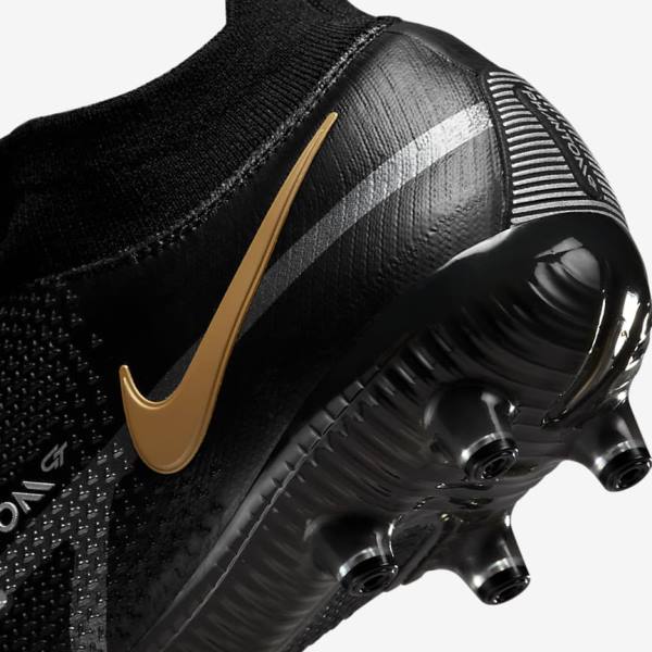 Nike Phantom GT2 Dynamic Fit Elite AG-Pro Artificial-Grass Fußballschuhe Herren Schwarz Metal Gold Metal Silber Metal Dunkelgrau | NK476KAH