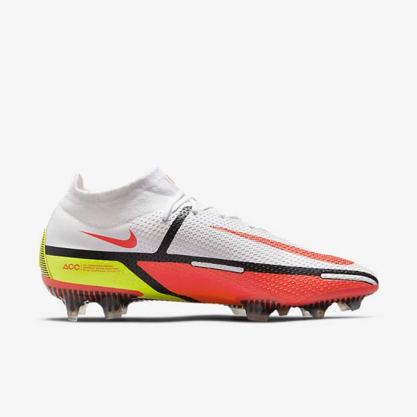 Nike Phantom GT2 Dynamic Fit Elite FG Firm-Ground Fußballschuhe Herren Weiß Hellrot | NK042IKE