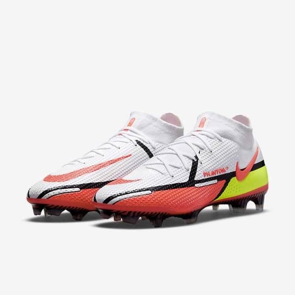 Nike Phantom GT2 Dynamic Fit Elite FG Firm-Ground Fußballschuhe Damen Weiß Hellrot | NK394YDW