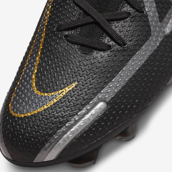 Nike Phantom GT2 Dynamic Fit Elite FG Firm-Ground Fußballschuhe Damen Schwarz Metal Gold Metal Silber Metal Dunkelgrau | NK492FYS