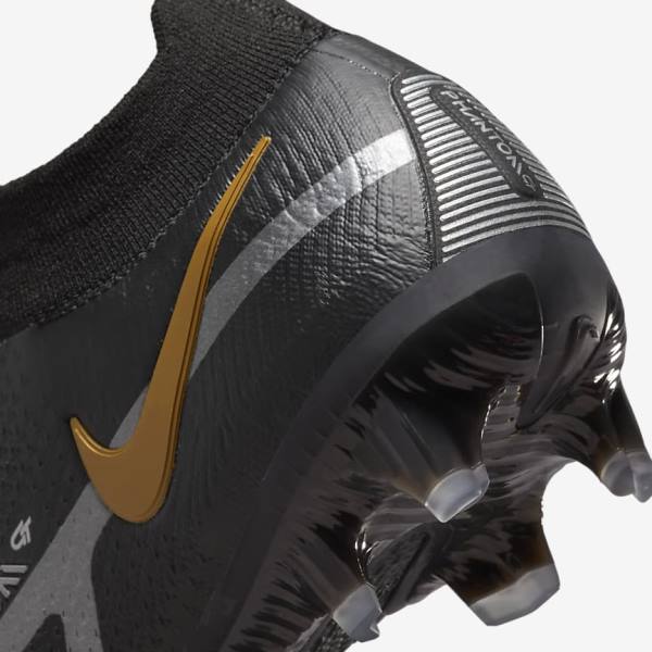 Nike Phantom GT2 Dynamic Fit Elite FG Firm-Ground Fußballschuhe Damen Schwarz Metal Gold Metal Silber Metal Dunkelgrau | NK492FYS