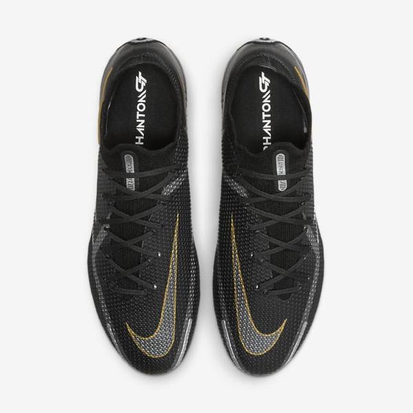 Nike Phantom GT2 Elite SG-Pro AC Soft-Ground Fußballschuhe Damen Schwarz Metal Gold Metal Silber Metal Dunkelgrau | NK091HQM