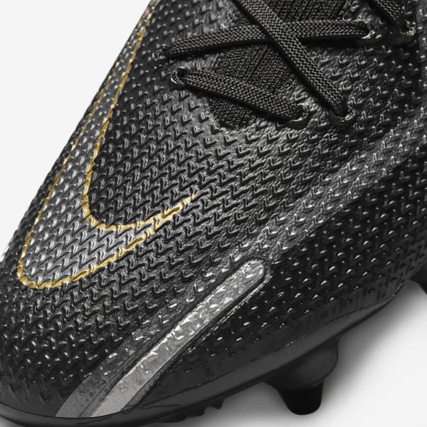 Nike Phantom GT2 Elite SG-Pro AC Soft-Ground Fußballschuhe Damen Schwarz Metal Gold Metal Silber Metal Dunkelgrau | NK091HQM