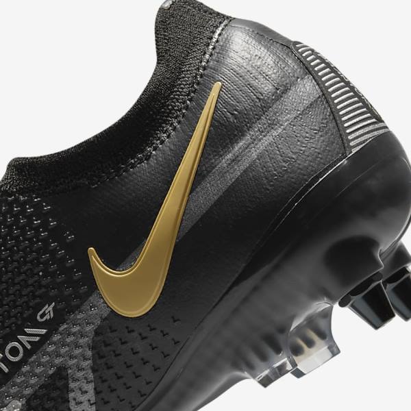 Nike Phantom GT2 Elite SG-Pro AC Soft-Ground Fußballschuhe Damen Schwarz Metal Gold Metal Silber Metal Dunkelgrau | NK091HQM