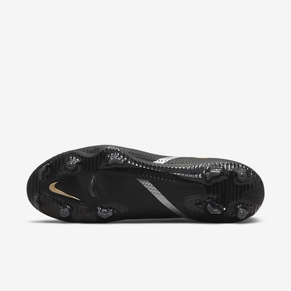 Nike Phantom GT2 Pro Dynamic Fit FG Firm-Ground Fußballschuhe Herren Schwarz Metal Gold Metal Silber Metal Dunkelgrau | NK019BPN