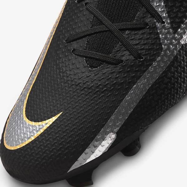 Nike Phantom GT2 Pro Dynamic Fit FG Firm-Ground Fußballschuhe Herren Schwarz Metal Gold Metal Silber Metal Dunkelgrau | NK019BPN