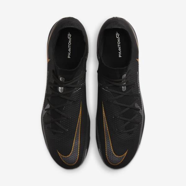 Nike Phantom GT2 Pro Dynamic Fit FG Firm-Ground Fußballschuhe Damen Schwarz Metal Gold Metal Silber Metal Dunkelgrau | NK209SMA