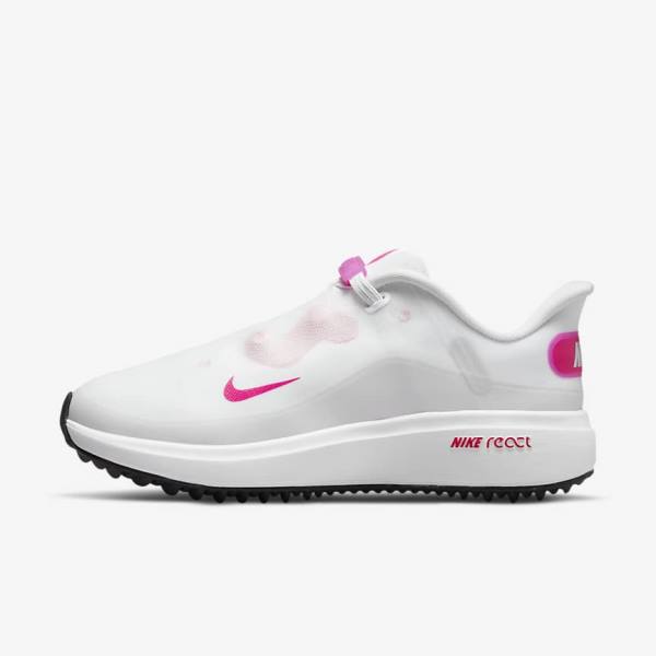 Nike React Ace Tour Golfschuhe Damen Weiß Schwarz Rosa | NK065OHF