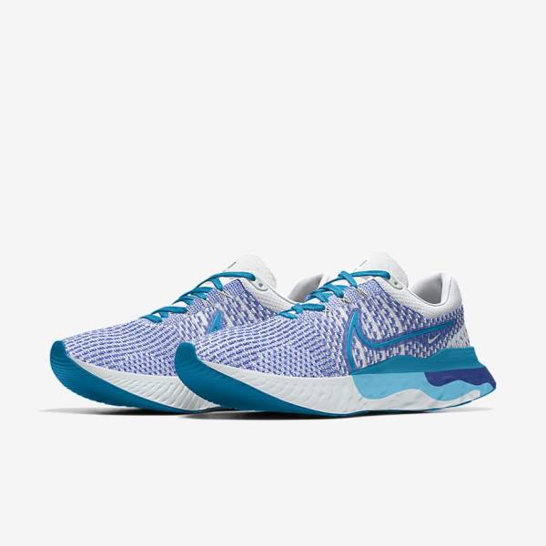 Nike React Infinity Run 3 By You Custom Straßen Laufschuhe Herren Weiß Blau Weiß | NK432CDR