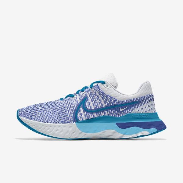 Nike React Infinity Run 3 By You Custom Straßen Laufschuhe Herren Weiß Blau Weiß | NK432CDR