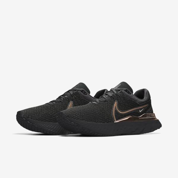 Nike React Infinity Run 3 By You Custom Straßen Laufschuhe Herren Schwarz | NK841RTL