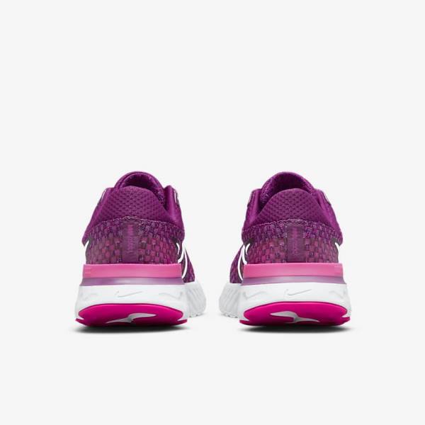 Nike React Infinity Run Flyknit 3 Straßen Laufschuhe Damen Hellbordeaux Rosa Weiß | NK017STA