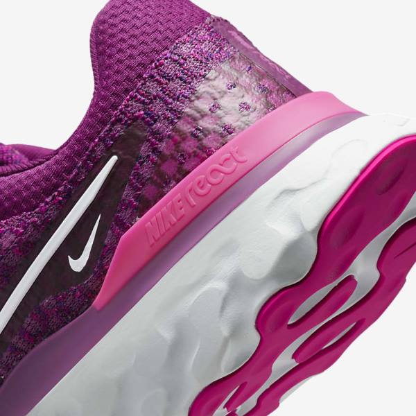 Nike React Infinity Run Flyknit 3 Straßen Laufschuhe Damen Hellbordeaux Rosa Weiß | NK017STA