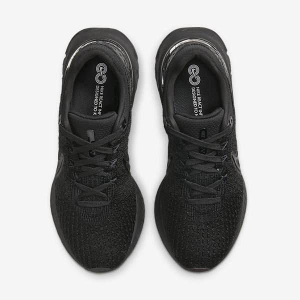 Nike React Infinity Run Flyknit 3 Straßen Laufschuhe Damen Schwarz | NK429ECD