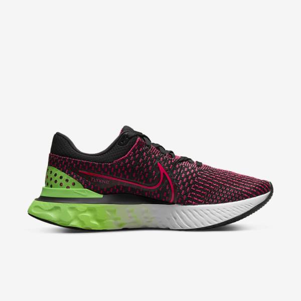 Nike React Infinity Run Flyknit 3 Straßen Laufschuhe Herren Schwarz Grün Rot | NK518ENI