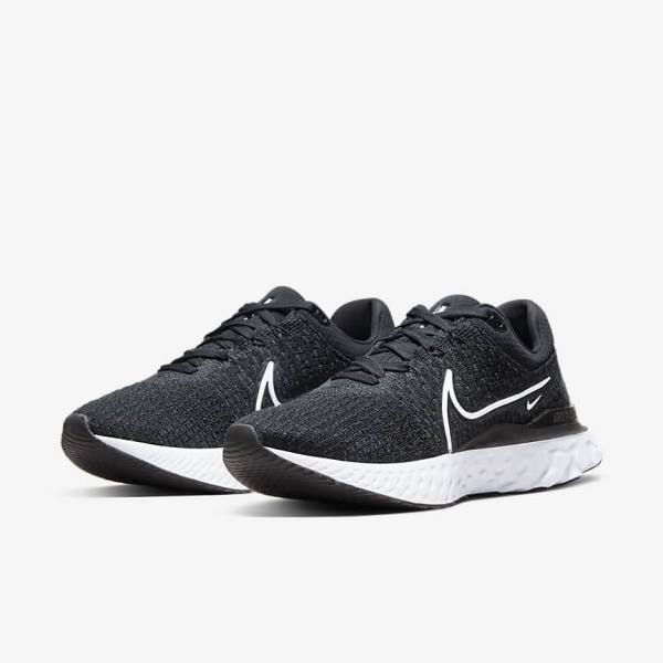 Nike React Infinity Run Flyknit 3 Straßen Laufschuhe Damen Schwarz Weiß | NK583DCR