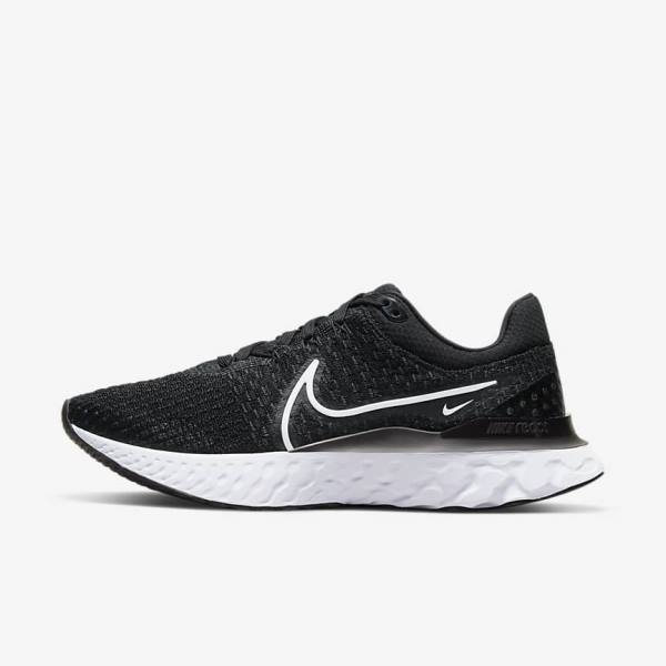 Nike React Infinity Run Flyknit 3 Straßen Laufschuhe Damen Schwarz Weiß | NK583DCR