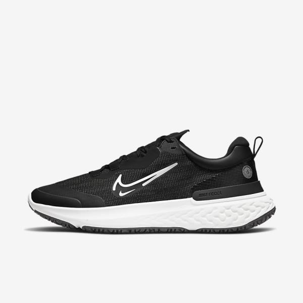 Nike React Miler 2 Shield Weatherised Straßen Laufschuhe Herren Schwarz Hellgrau Platin | NK842ILU