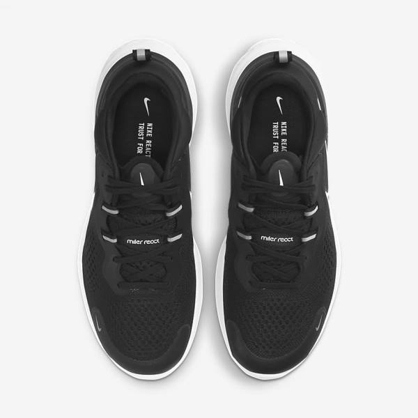 Nike React Miler 2 Straßen Laufschuhe Herren Schwarz Grau Weiß | NK207MSG