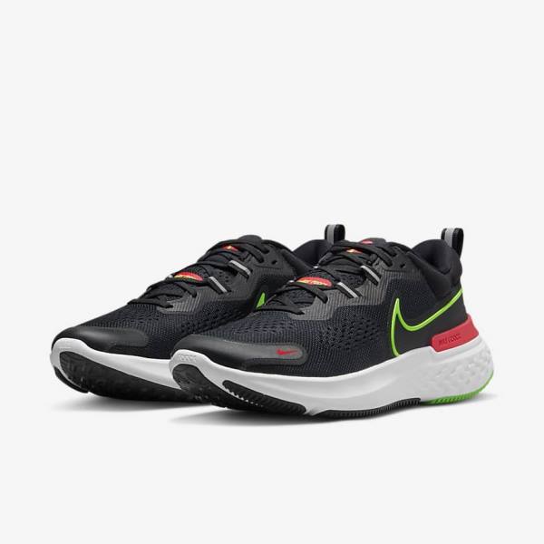 Nike React Miler 2 Straßen Laufschuhe Herren Schwarz Rot Weiß Grün | NK391IYG