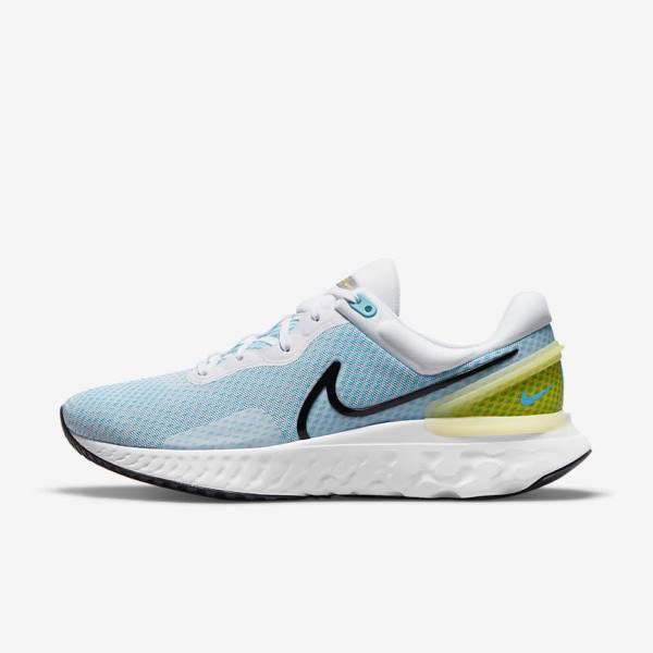 Nike React Miler 3 Straßen Laufschuhe Herren Weiß Blau Schwarz | NK352BPR