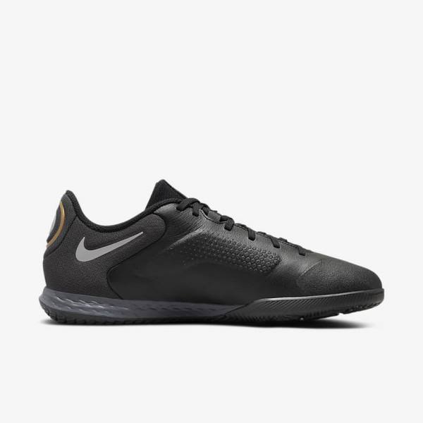 Nike React Tiempo Legend 9 Pro IC Indoor-Court Fußballschuhe Herren Schwarz Dunkelgrau Metal Gold Metal Dunkelgrau | NK235UFQ