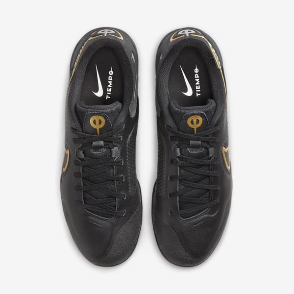 Nike React Tiempo Legend 9 Pro IC Indoor-Court Fußballschuhe Herren Schwarz Dunkelgrau Metal Gold Metal Dunkelgrau | NK235UFQ