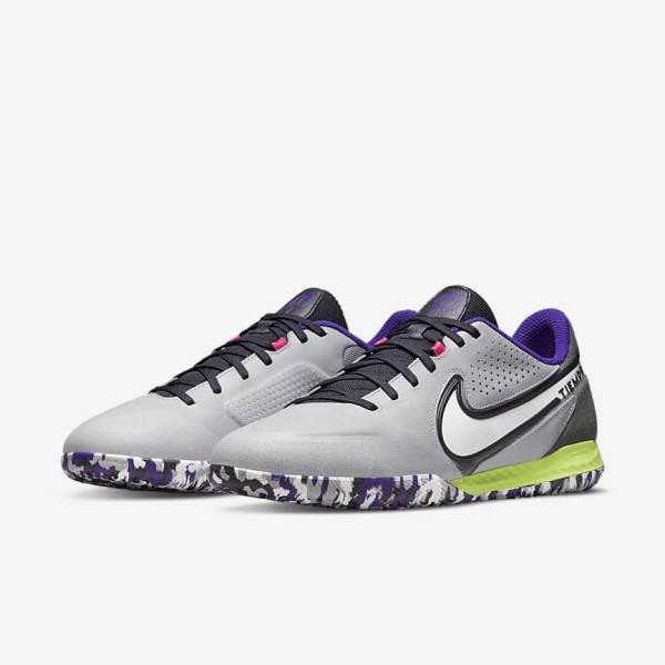 Nike React Tiempo Legend 9 Pro IC Indoor-Court Fußballschuhe Herren Hellgrau Weiß | NK293HLG