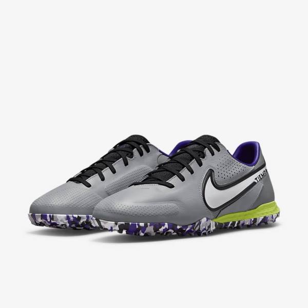 Nike React Tiempo Legend 9 Pro TF Turf Fußballschuhe Herren Hellgrau Weiß | NK092QUB