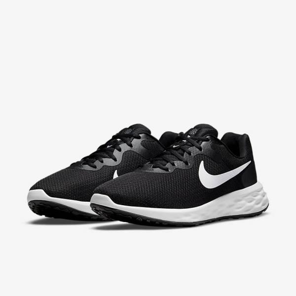 Nike Revolution 6 (Extra Weite) Laufschuhe Herren Schwarz Grau Weiß | NK635ZTY