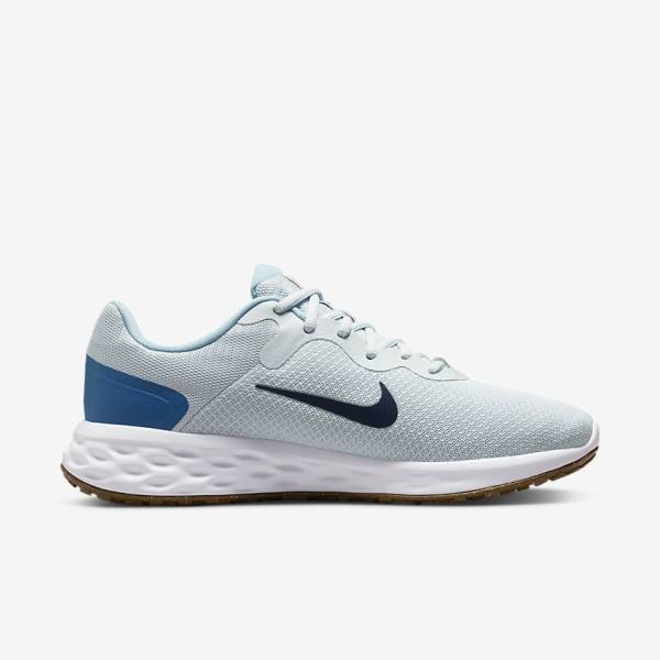 Nike Revolution 6 (Extra Weite) Laufschuhe Herren Platin Dunkelblau Blau | NK721POF