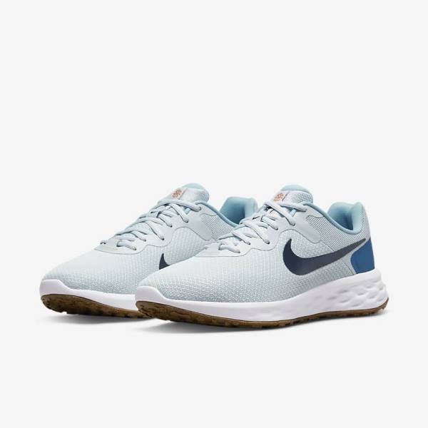 Nike Revolution 6 (Extra Weite) Laufschuhe Herren Platin Dunkelblau Blau | NK721POF