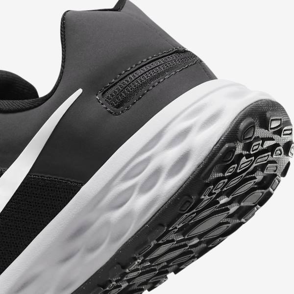 Nike Revolution 6 FlyEase Next Nature Easy On-Off Straßen Laufschuhe Damen Schwarz Dunkelgrau Weiß | NK124ZKQ