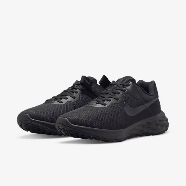 Nike Revolution 6 FlyEase Next Nature Easy On-Off Straßen Laufschuhe Herren Schwarz Dunkelgrau | NK318AMR