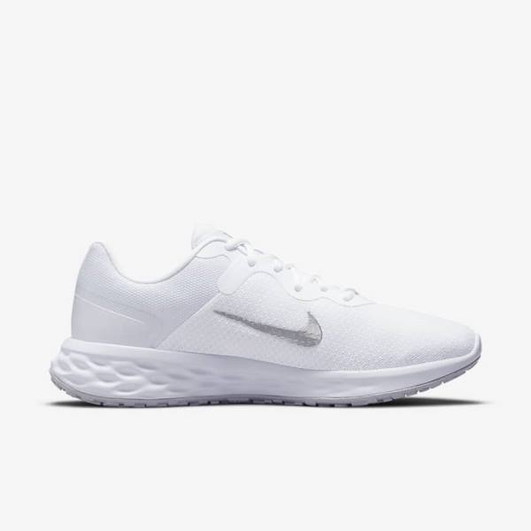 Nike Revolution 6 Next Nature Straßen Laufschuhe Damen Weiß Platin Metal Silber | NK014HAP