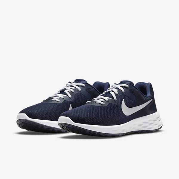 Nike Revolution 6 Next Nature Straßen Laufschuhe Herren Navy Schwarz Weiß | NK261RCZ